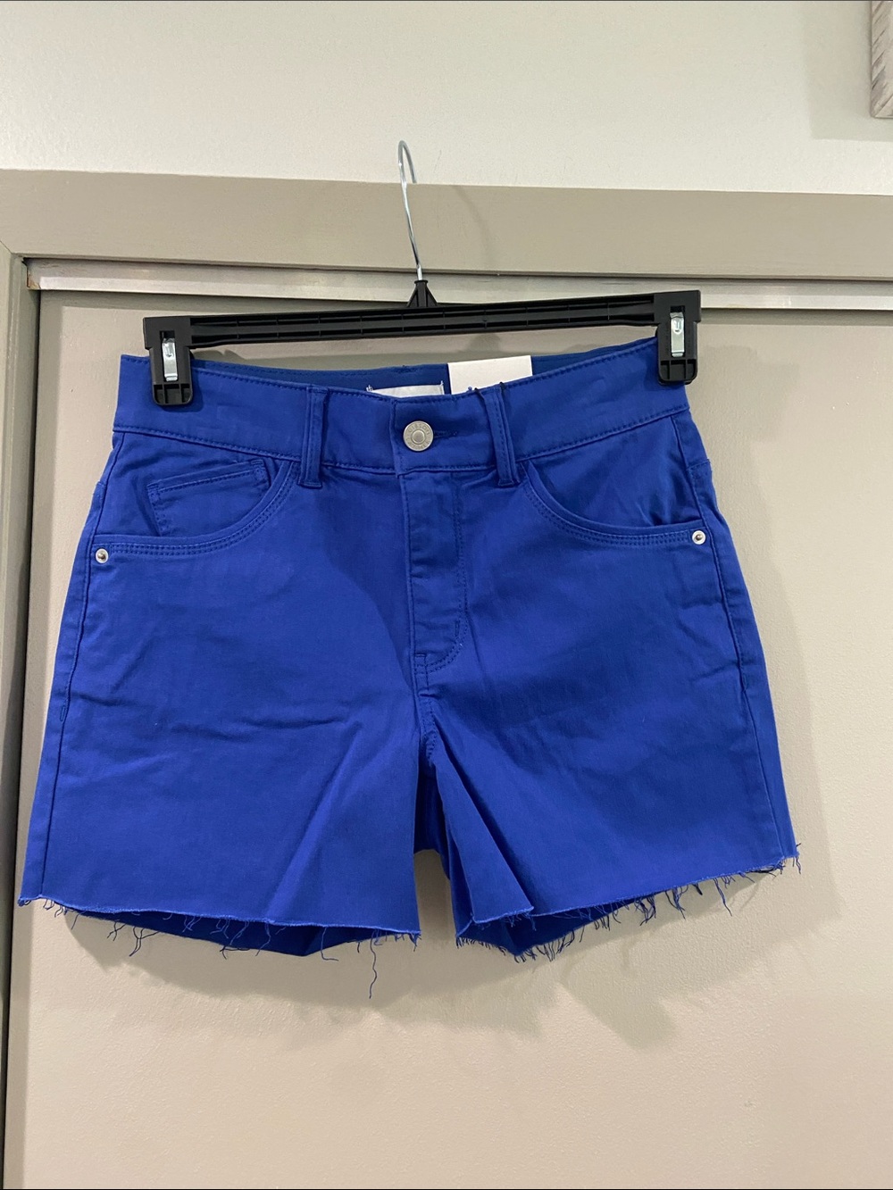 Gibson Latimer Cobalt Blue Frayed Hem Jean Shorts